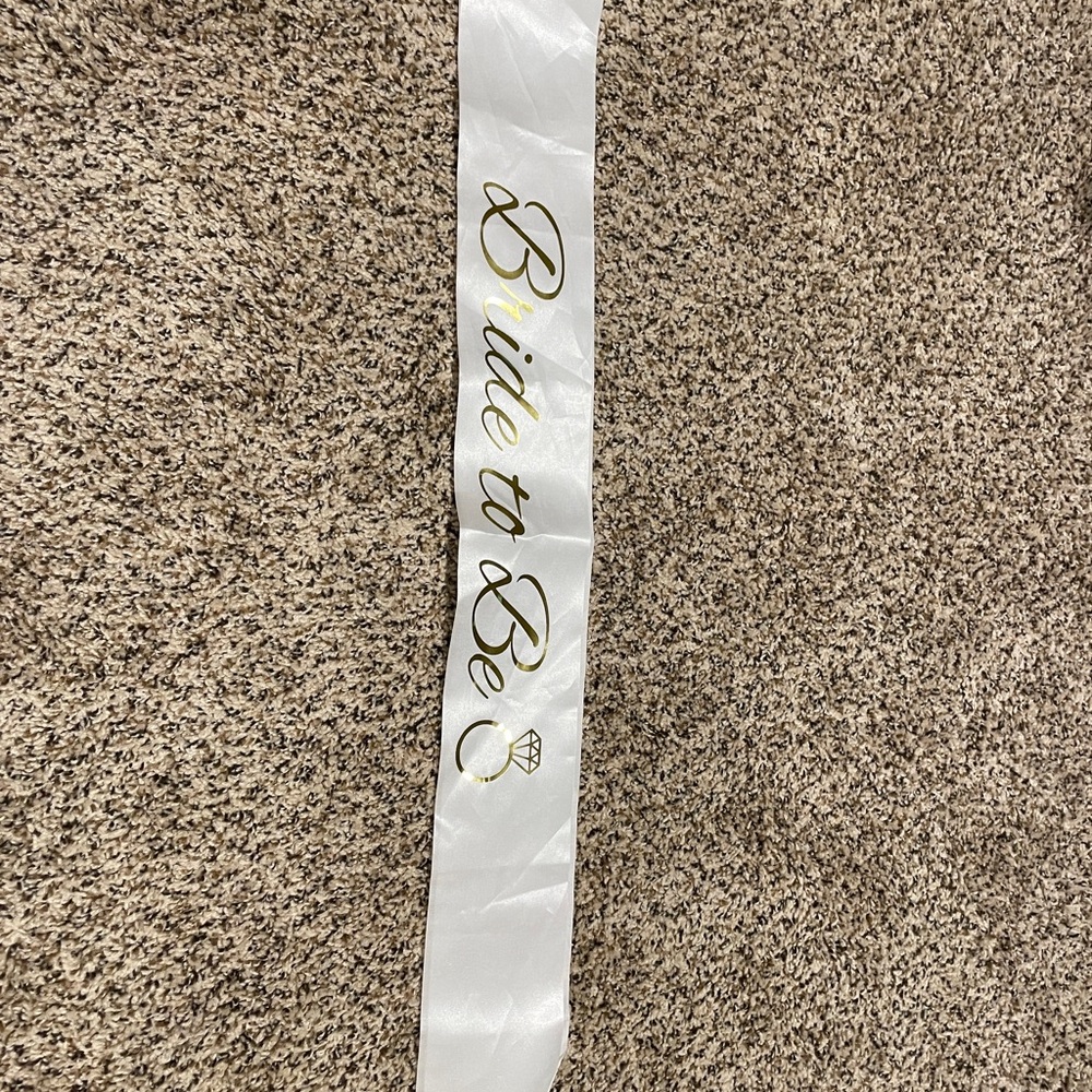 White Bride to Be Sash with Gold Lettering